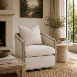   Curved Oak Swivel Club Chair | Oroa.com