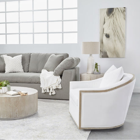   Cushioned Oak Swivel Club Chair | Oroa.com