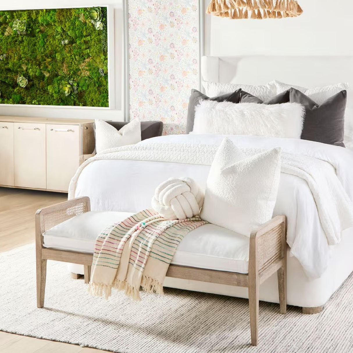   Cushioned Gray Oak Bench | Oroa.com
