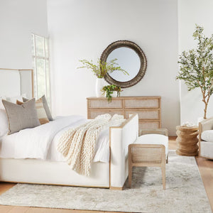   Cushioned Gray Oak Bench | Oroa.com