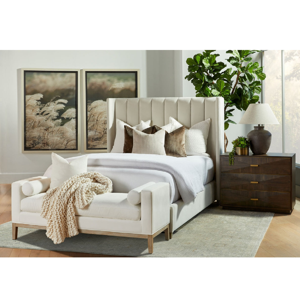   White Upholstered Bench | Oroa.com