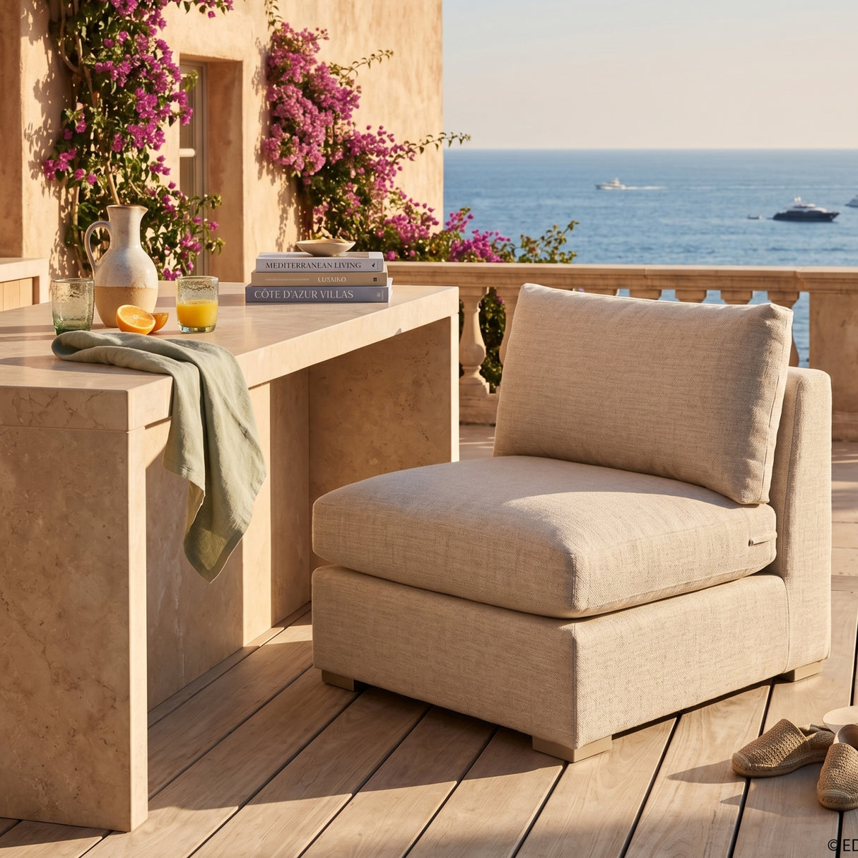   Beige Outdoor Modular Armless Chair | Oroa.com