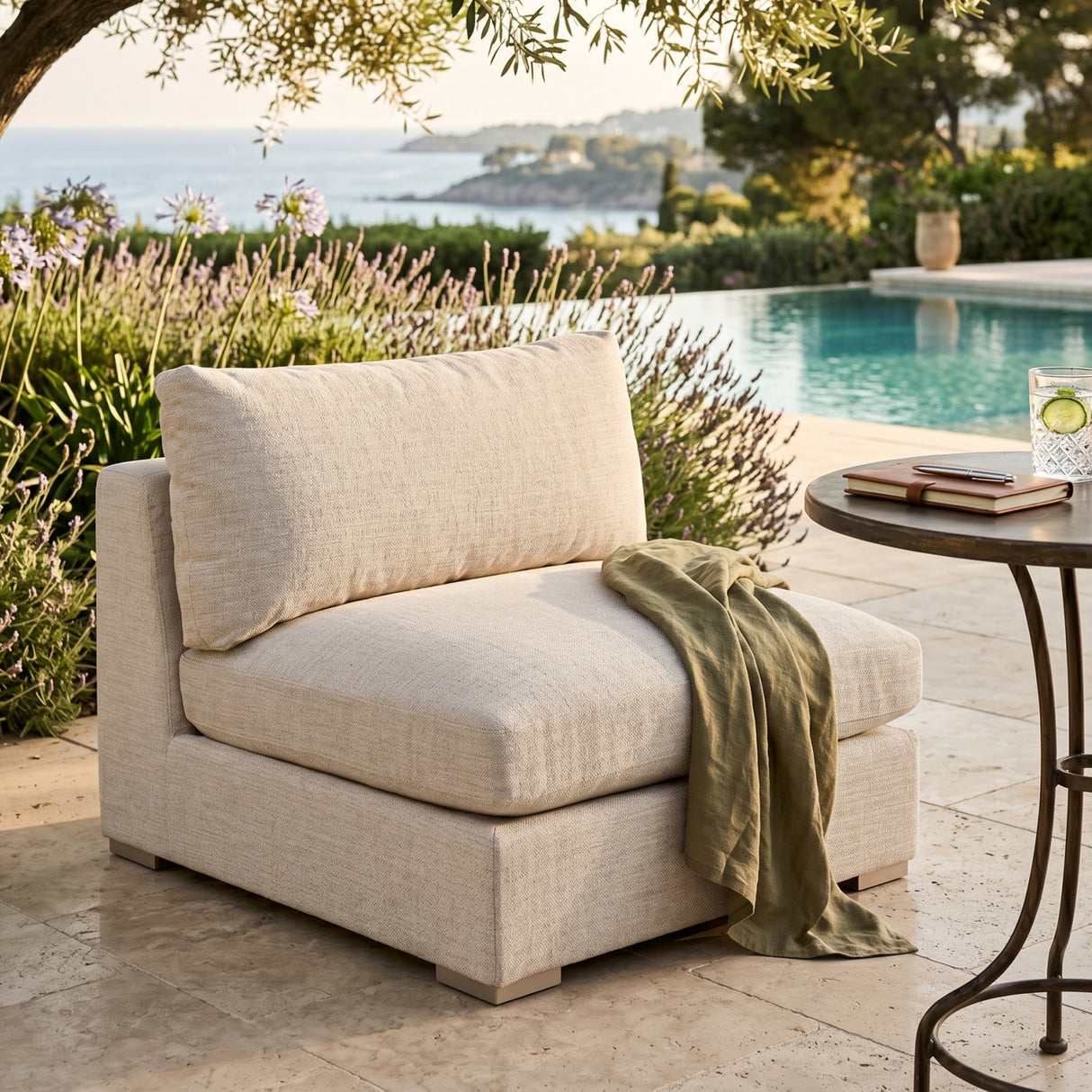   Beige Outdoor Modular Armless Chair | Oroa.com