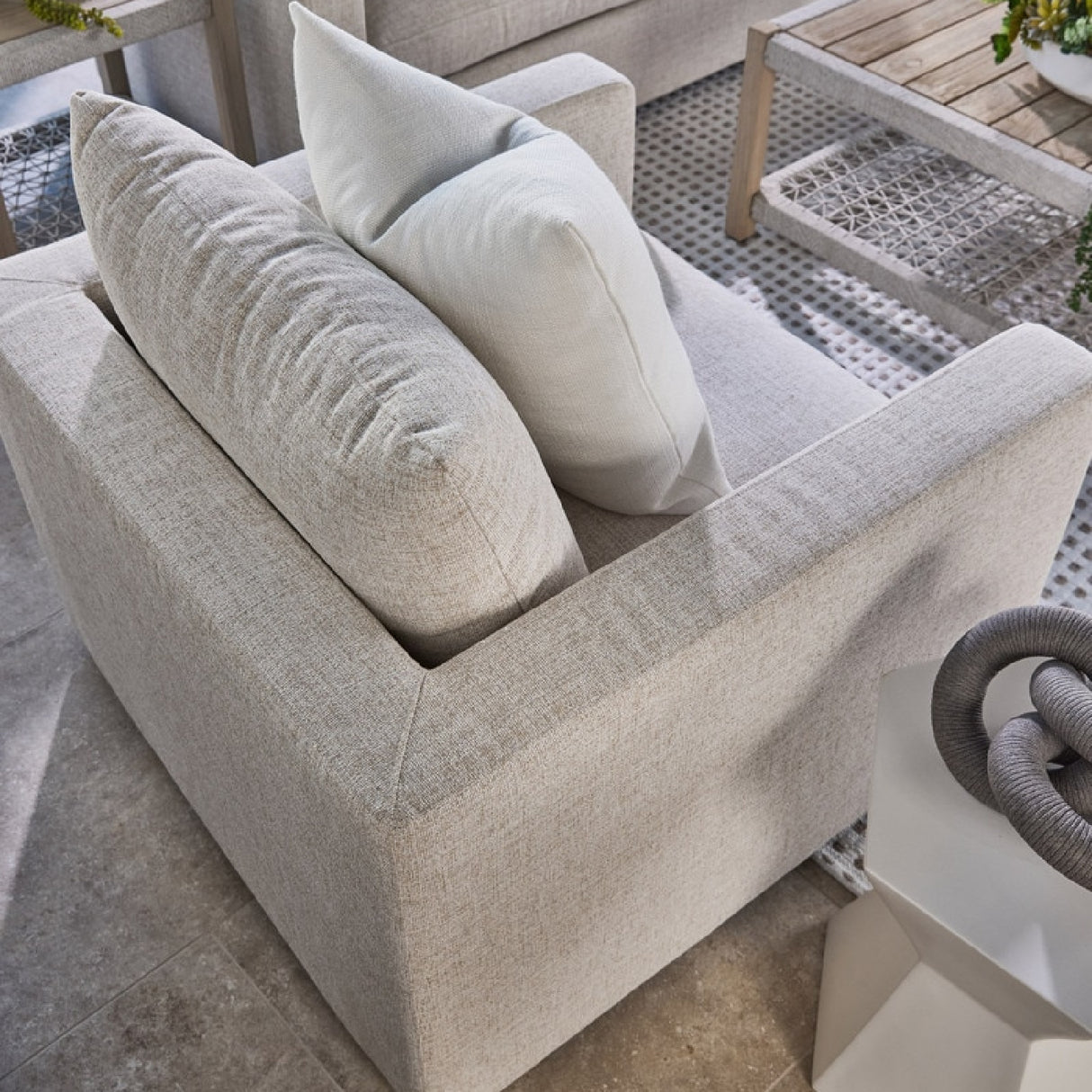   Beige Track-Armed Outdoor Sofa | Oroa.com