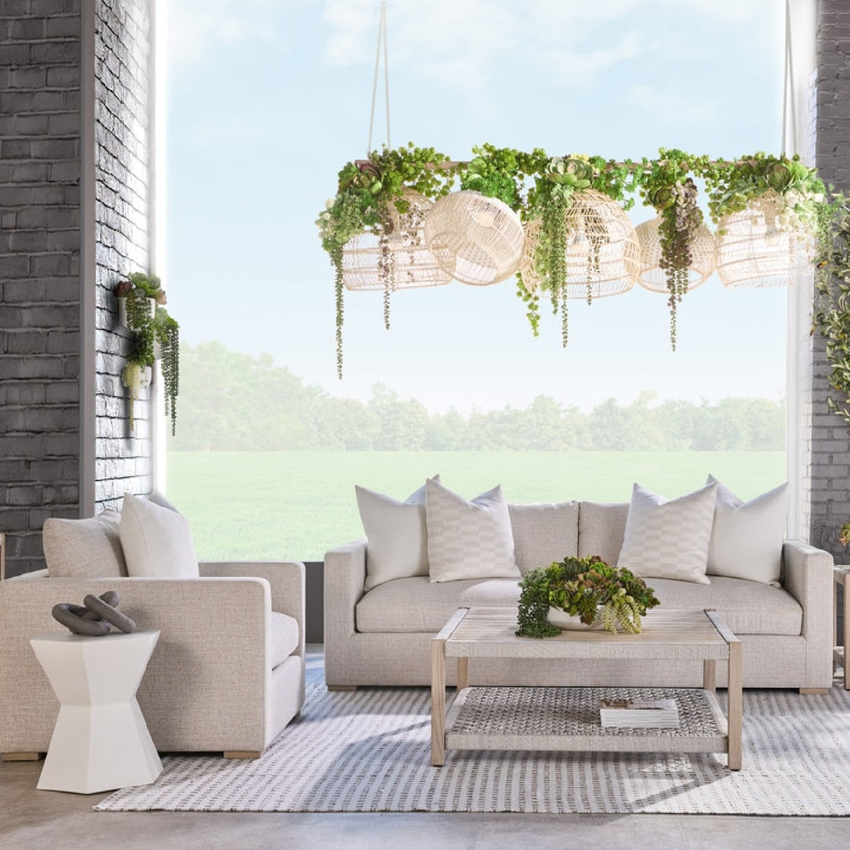   Beige Track-Armed Outdoor Sofa | Oroa.com