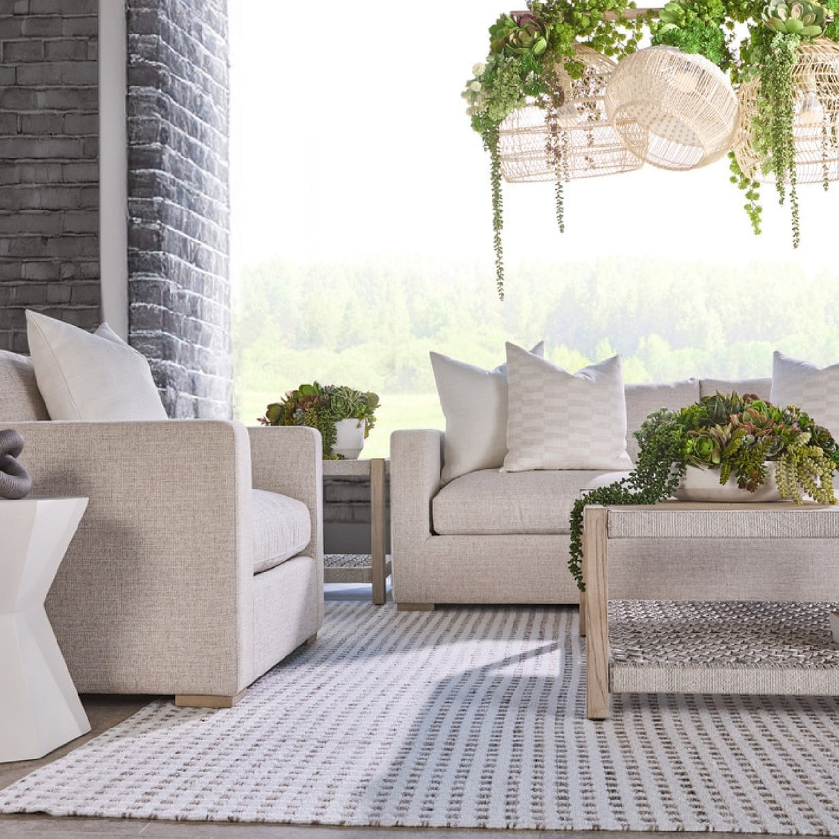   Beige Track-Armed Outdoor Sofa | Oroa.com