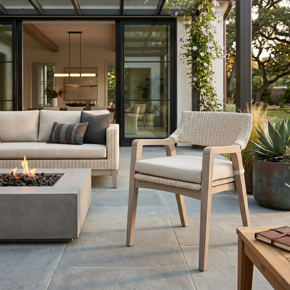   White Rattan Outdoor Dining Armchair | Oroa.com