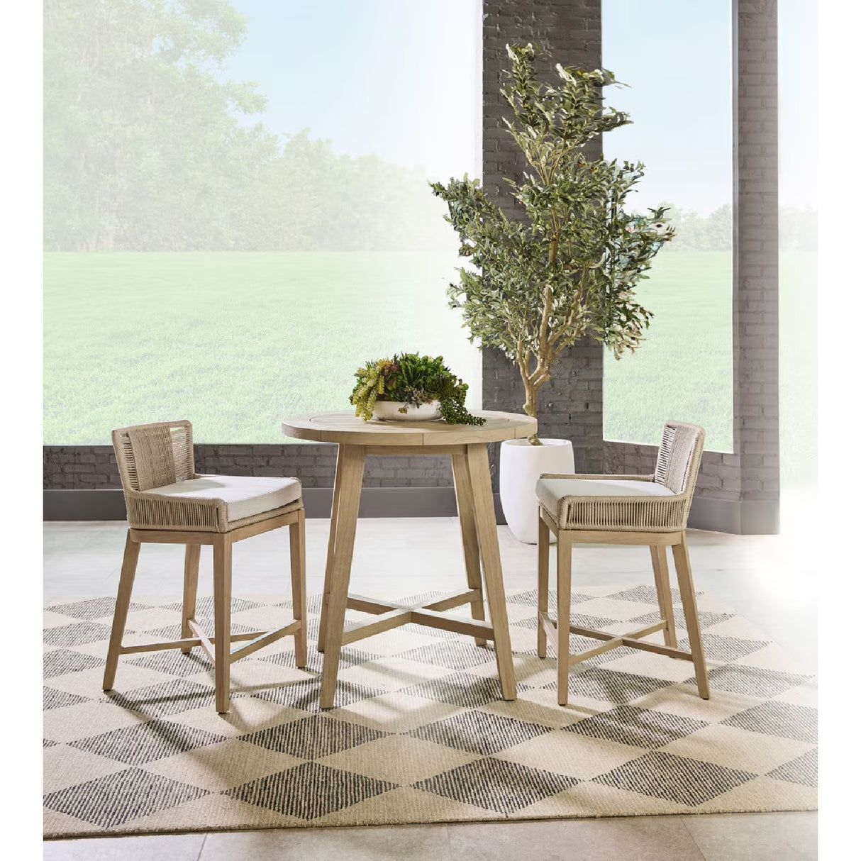   Outdoor Teak Round Counter Table | Oroa.com