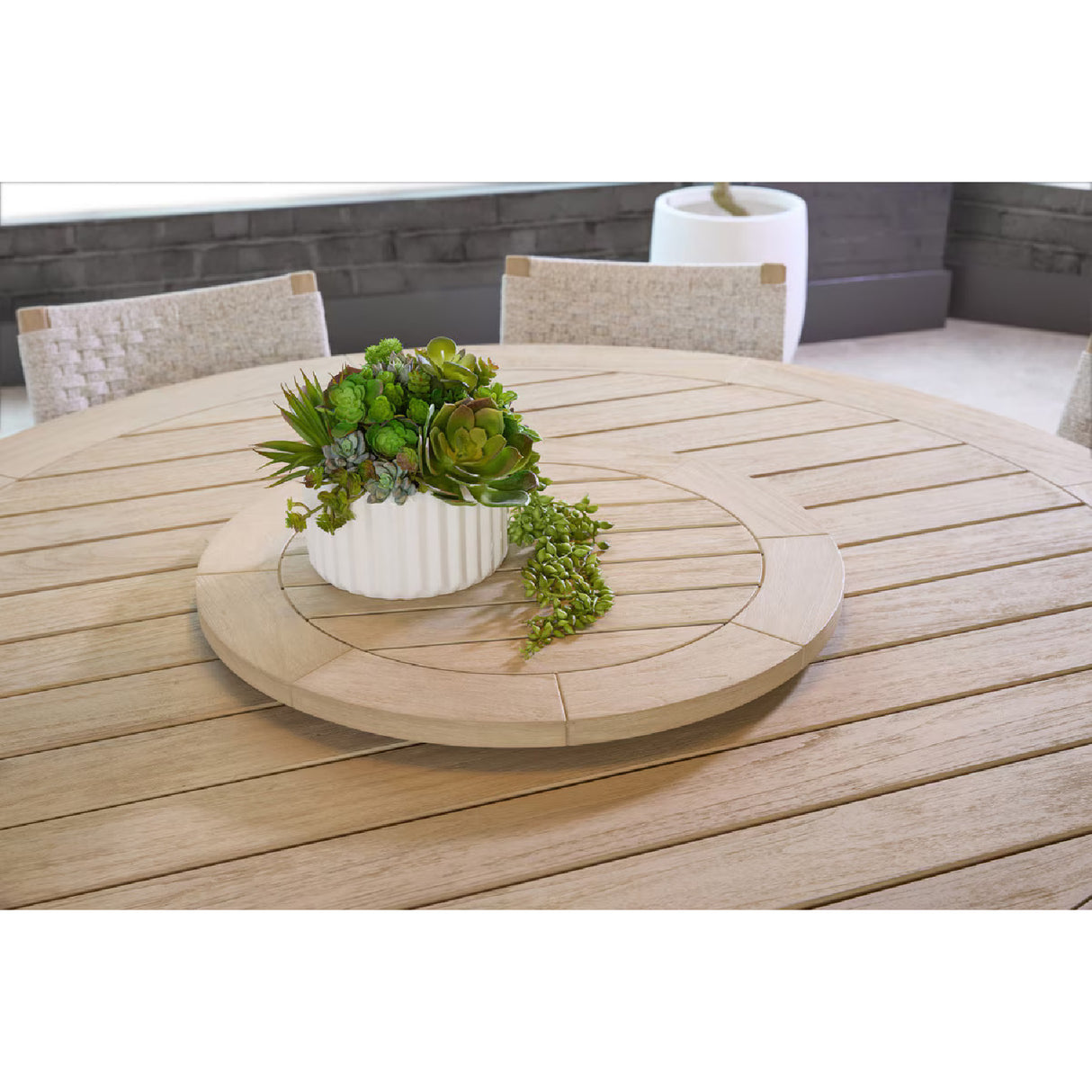   Round Teak Outdoor Dining Table | Oroa.com