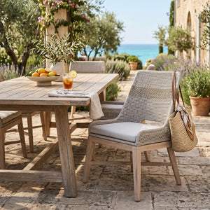   Taupe Rope Outdoor Dining Chairs (2) | Oroa.com