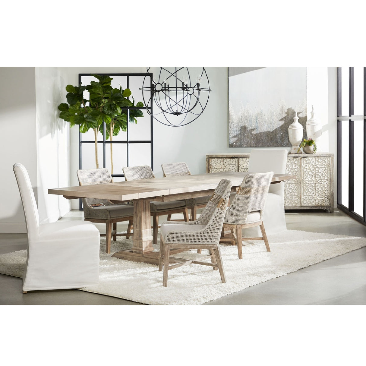   Taupe Stripe Rope Dining Chairs (2) | Oroa.com