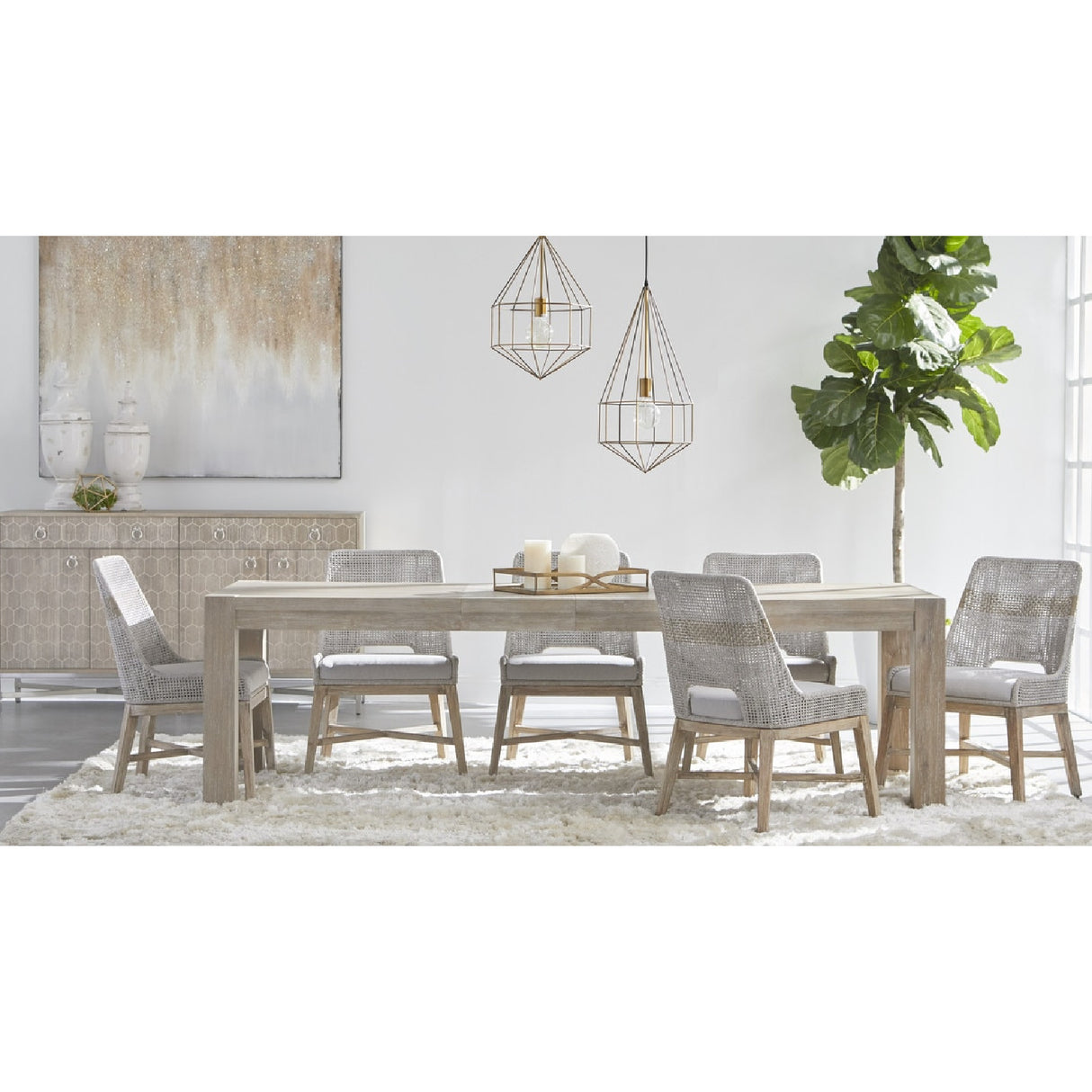   Taupe Stripe Rope Dining Chairs (2) | Oroa.com