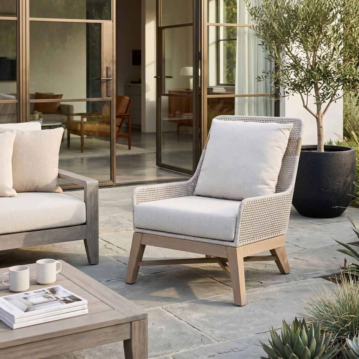   Taupe Rope Outdoor Club Chair | Oroa.com