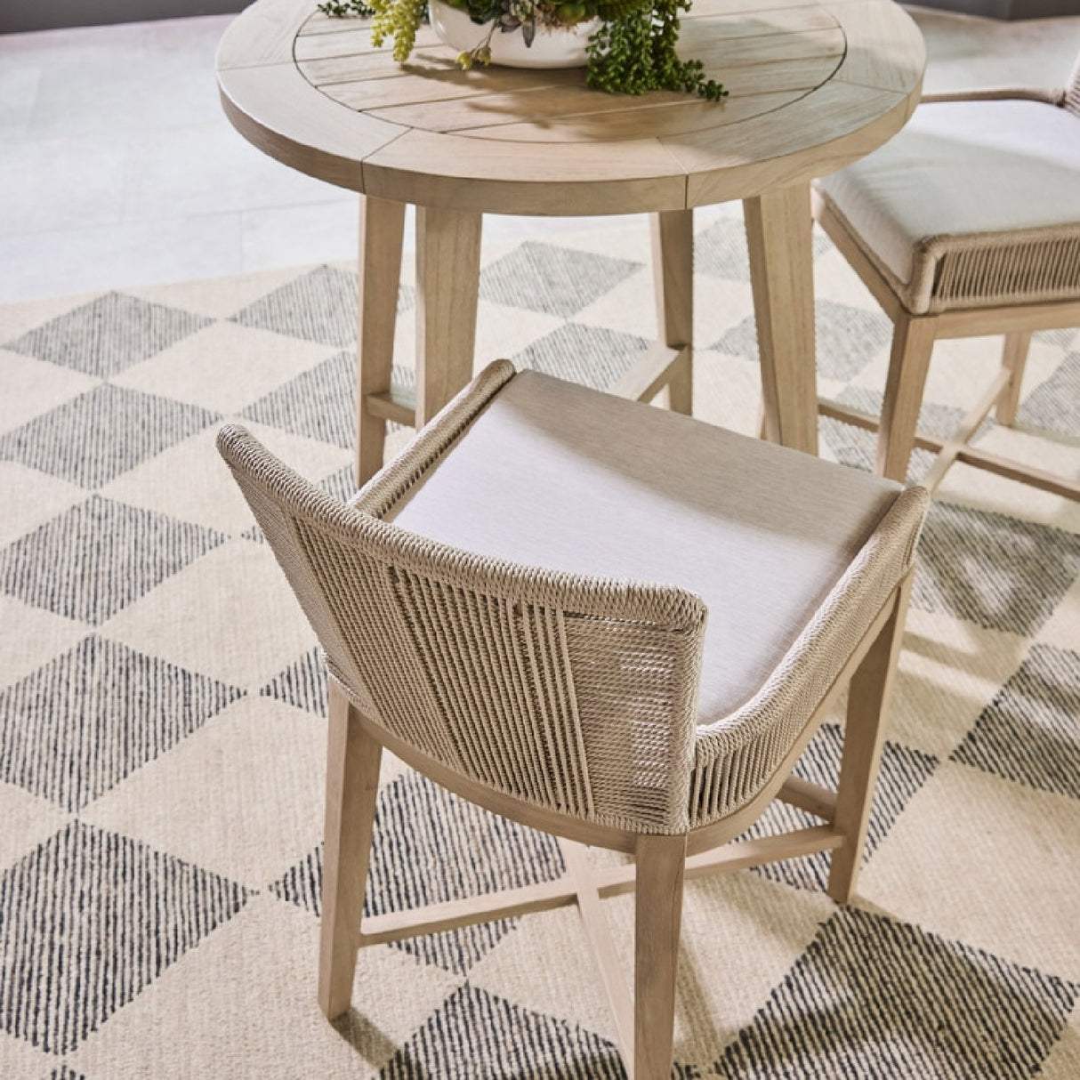   Beige Rope Outdoor Counter Stool | Oroa.com