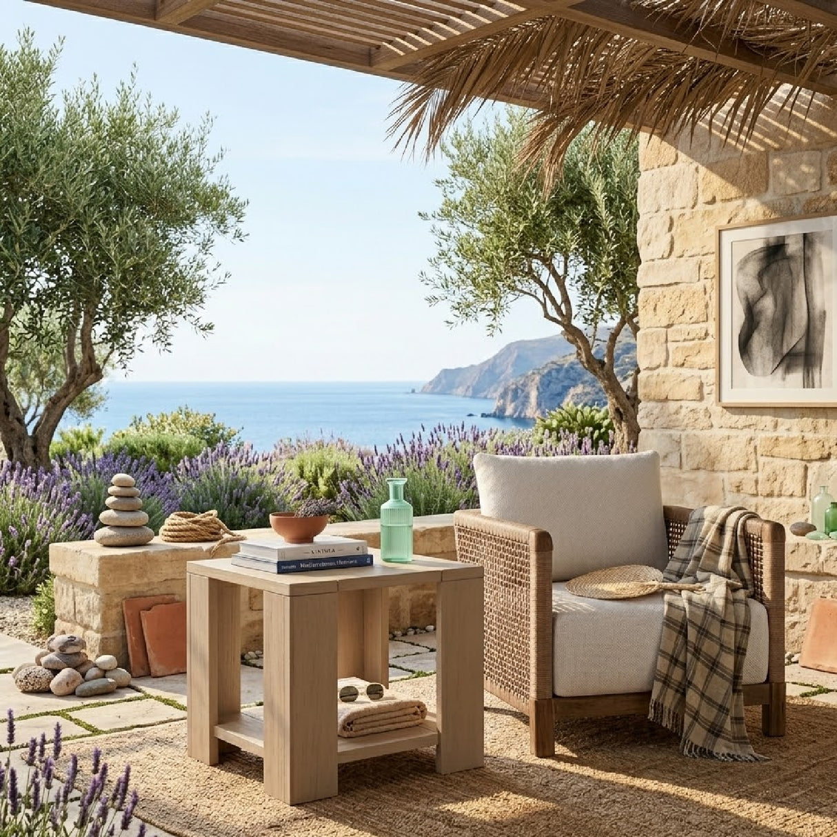   Teak Scandinavian Outdoor End Table | Oroa.com