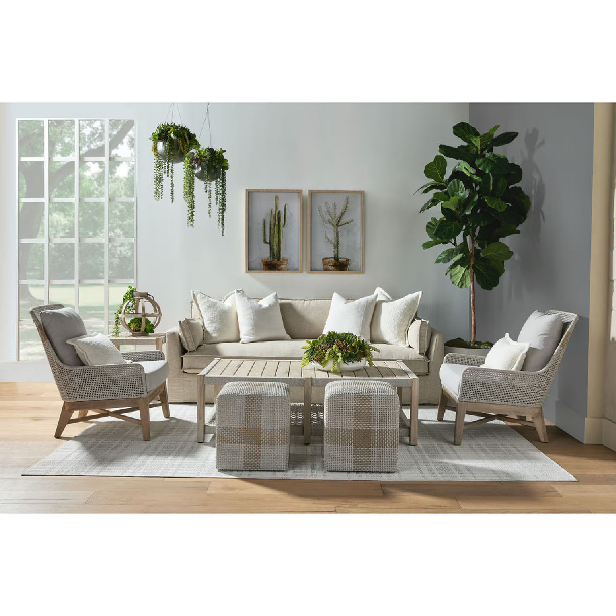   Modern European furniture - Woven Flat Rope Indoor/Outdoor Ottoman - www.oroa.com | Oroa.com