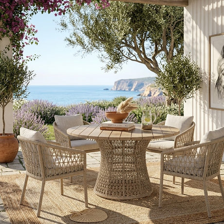   Beige Rope Outdoor Dining Table | Oroa.com