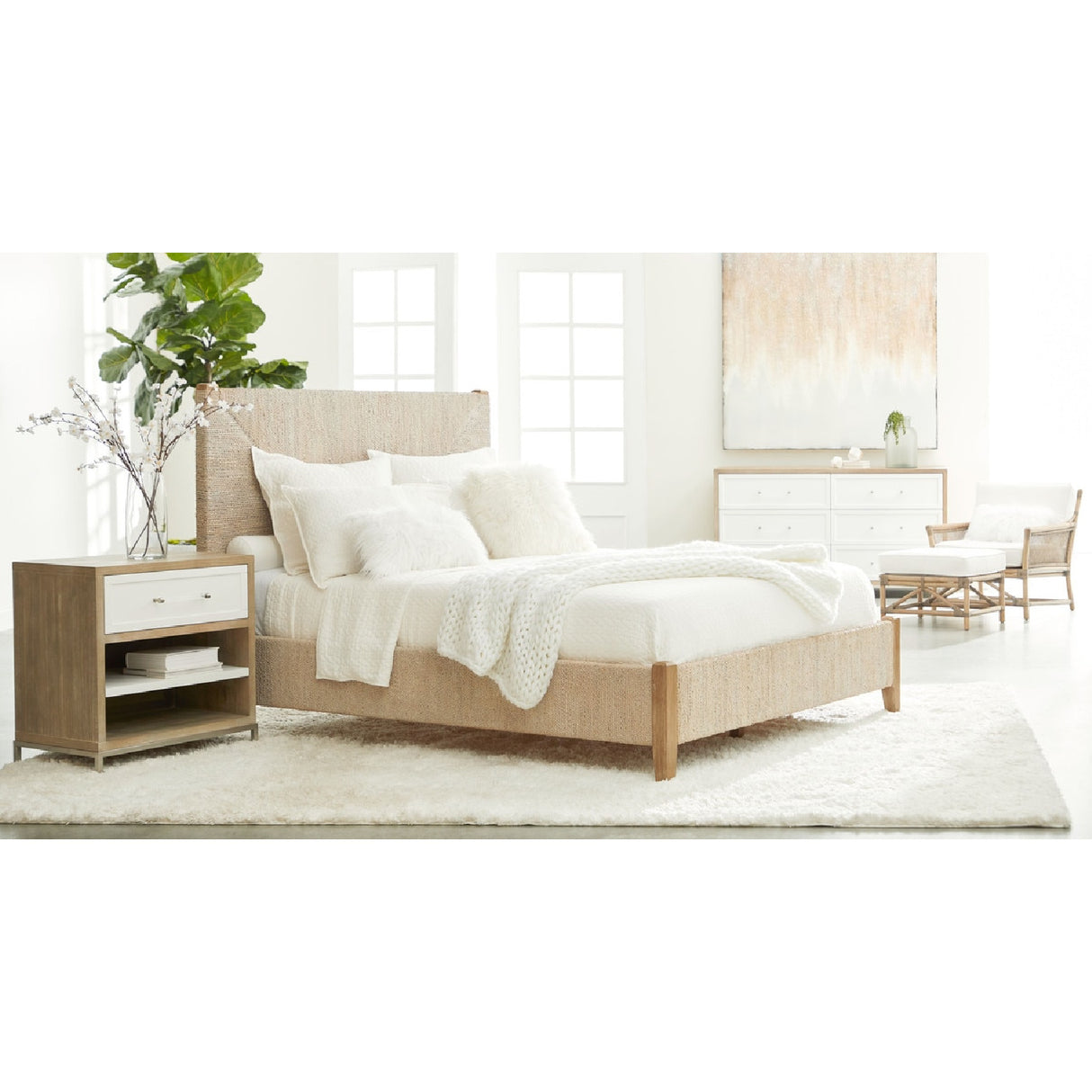   Whitewashed Abaca Rope Bed | Oroa.com