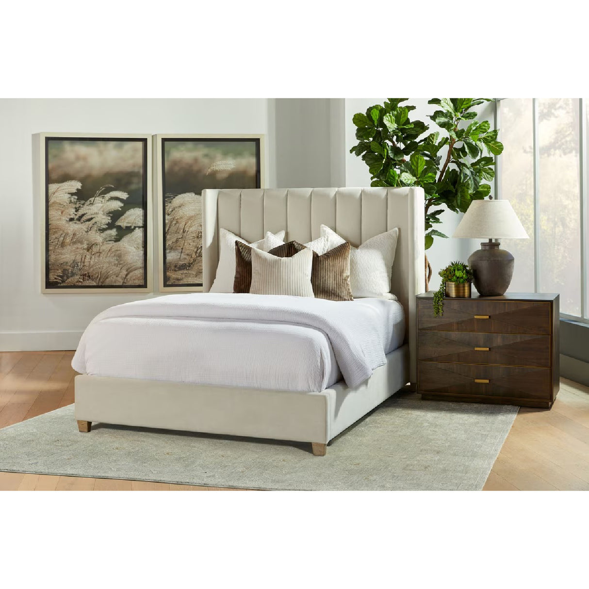   Cream Velvet California King Bed | Oroa.com