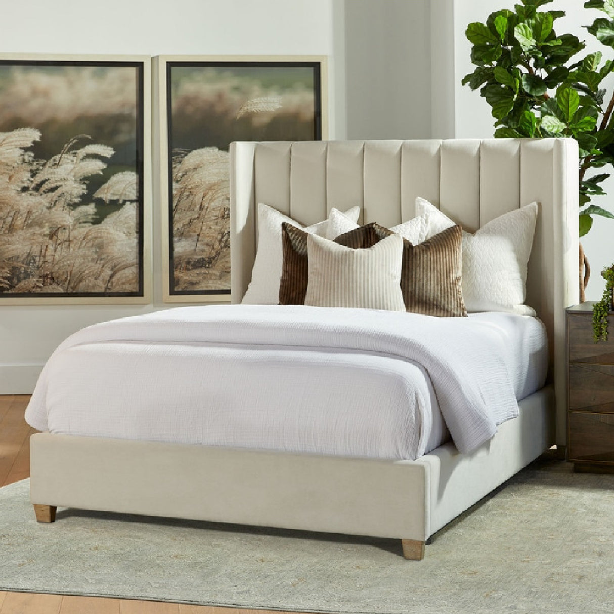   Channeled Velvet King Bed | Oroa.com
