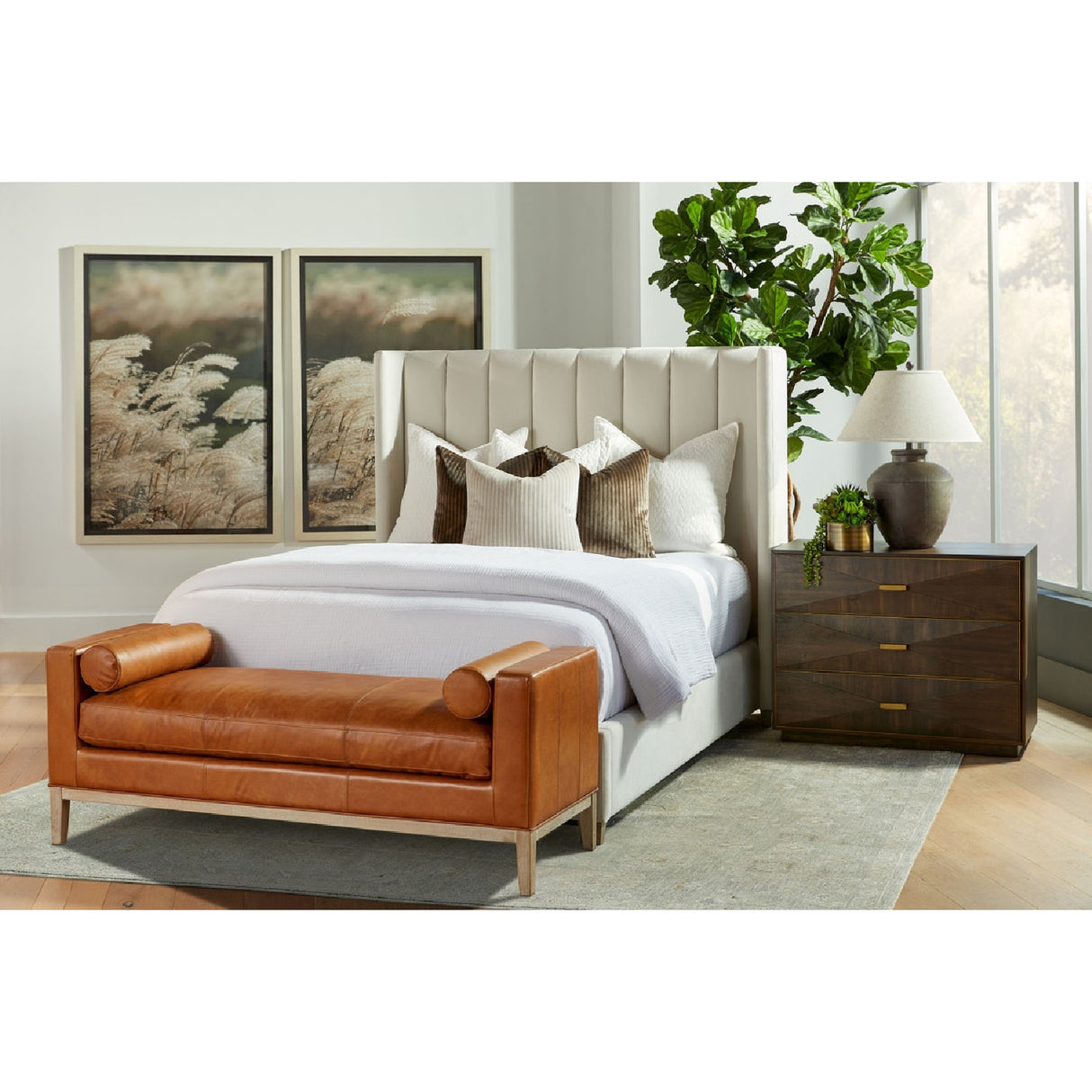   Channeled Velvet King Bed | Oroa.com