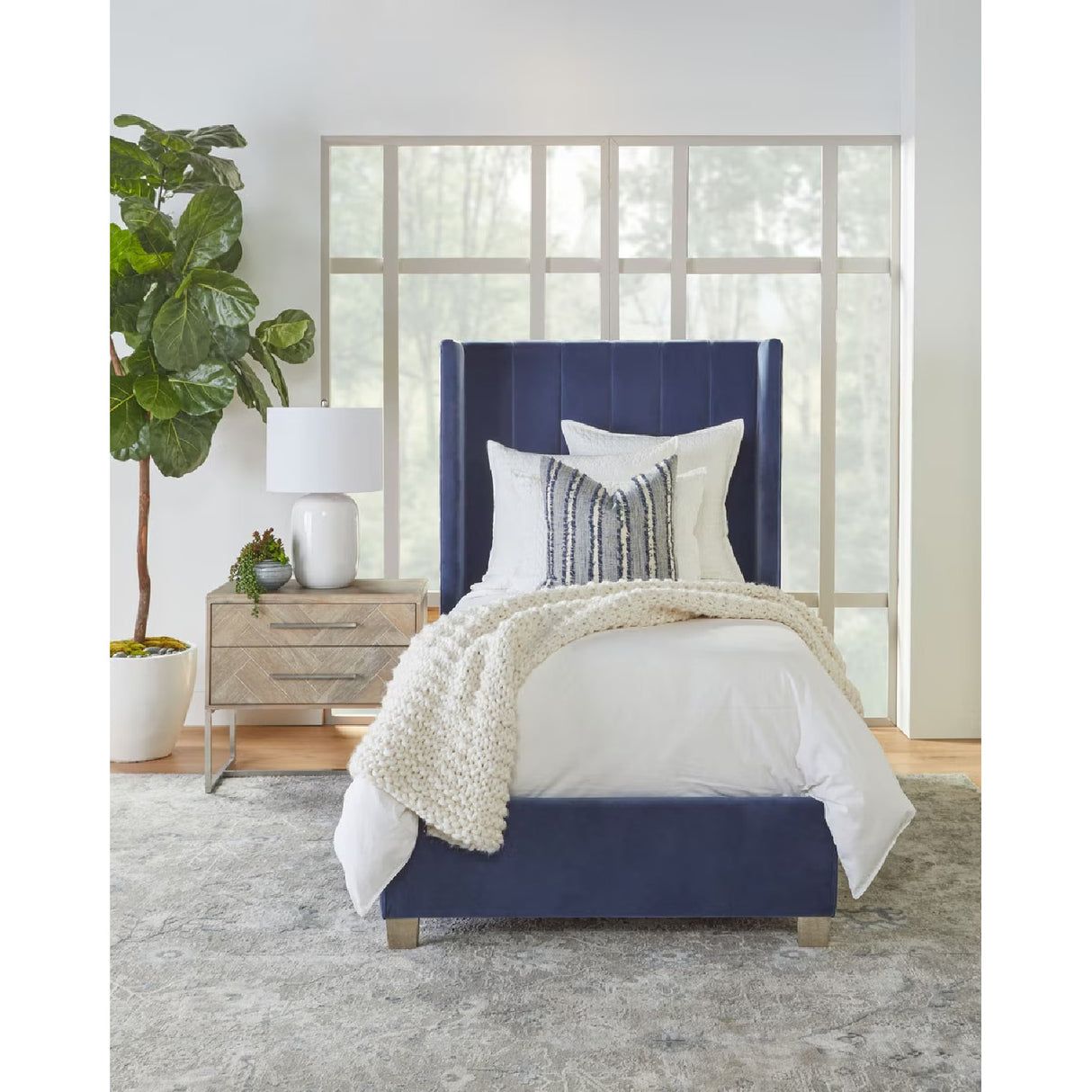   Blue Velvet Twin Bed | Oroa.com