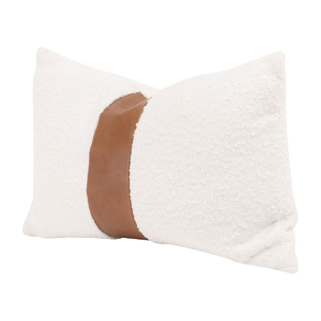   White Boucle Leather Lumbar Pillows (2) | Oroa.com
