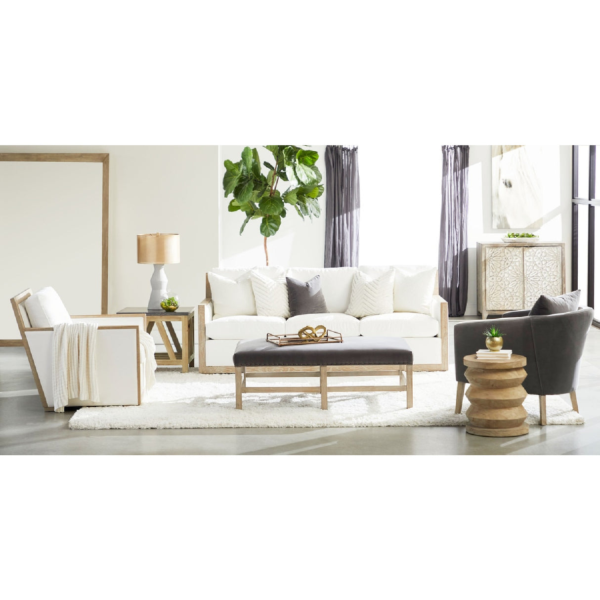   Pine Wood Cylindrical Accent Table | Oroa.com