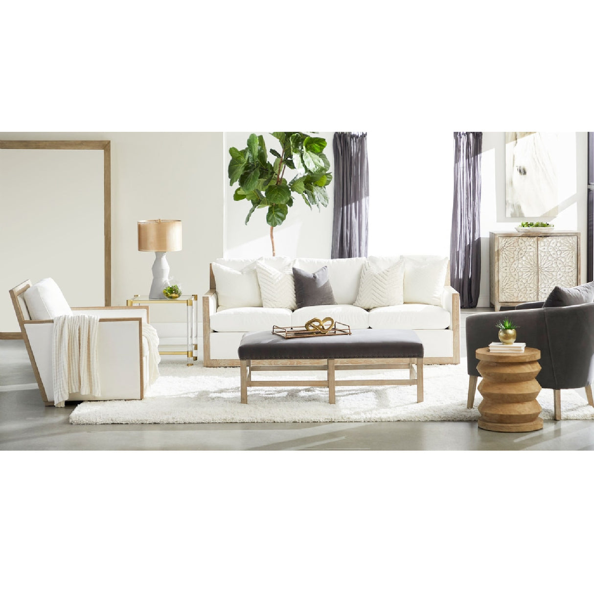   Pine Wood Cylindrical Accent Table | Oroa.com