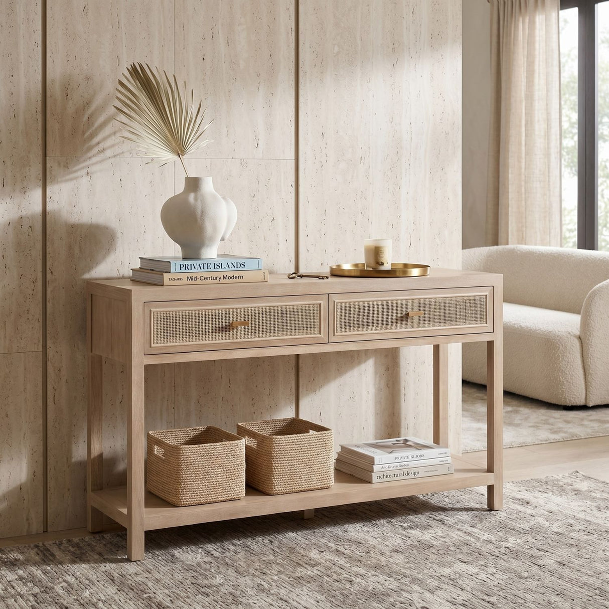   Gray Oak 2-Drawer Console Table | Oroa.com