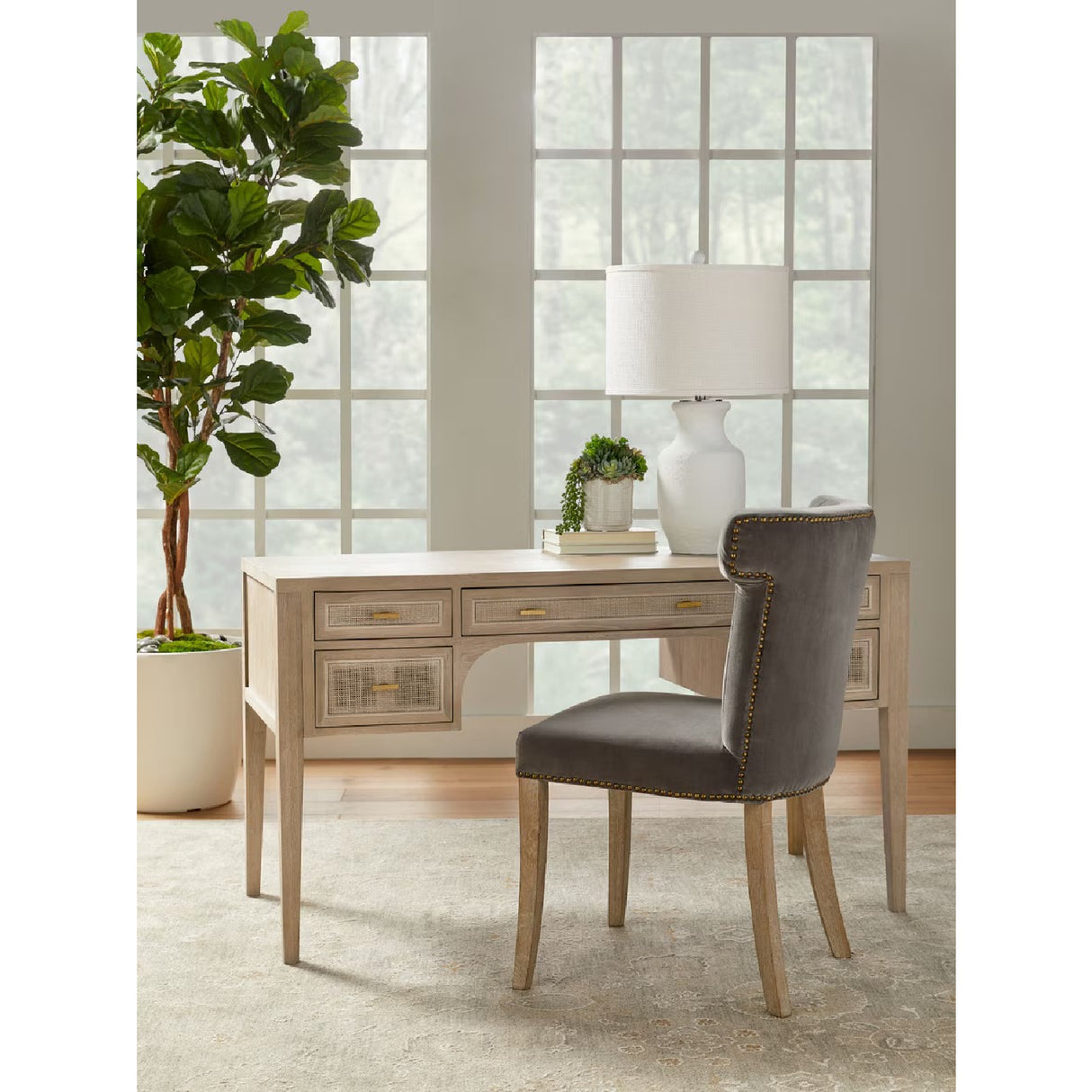  Gray Oak 5-Drawer Desk | Oroa.com