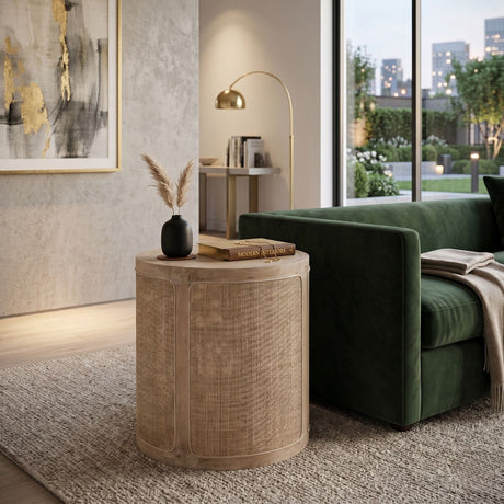   Gray Oak Cylindrical End Table | Oroa.com