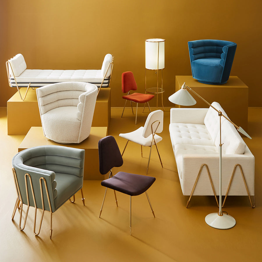 Channeled Bouclé Swivel Club Chair | Jonathan Adler Maxime | Oroa.com