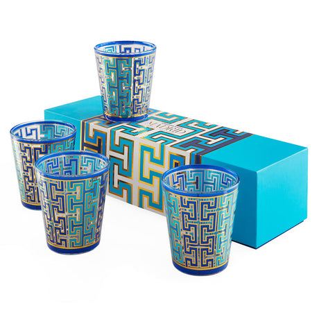 Blue Patterned Glassware Set (4) | Jonathan Adler Madrid | Oroa.com