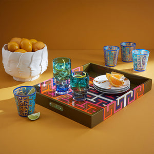 Blue Patterned Glassware Set (4) | Jonathan Adler Madrid | Oroa.com