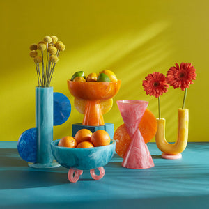 Orange Marbleized Pedestal Bowl | Jonathan Adler Mustique | Oroa.com