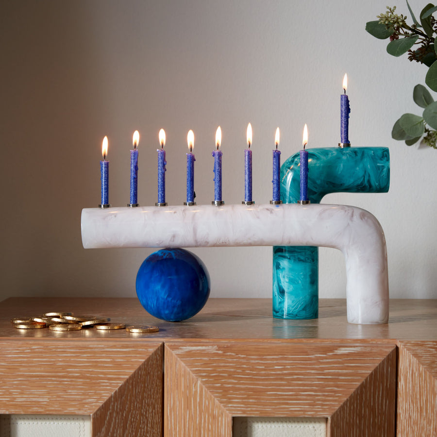 Marbleized Curved Candle Holder | Jonathan Adler Mustique | Oroa.com
