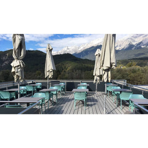   Perforated Square 4-Spoke Outdoor Dining Table | Oroa.com