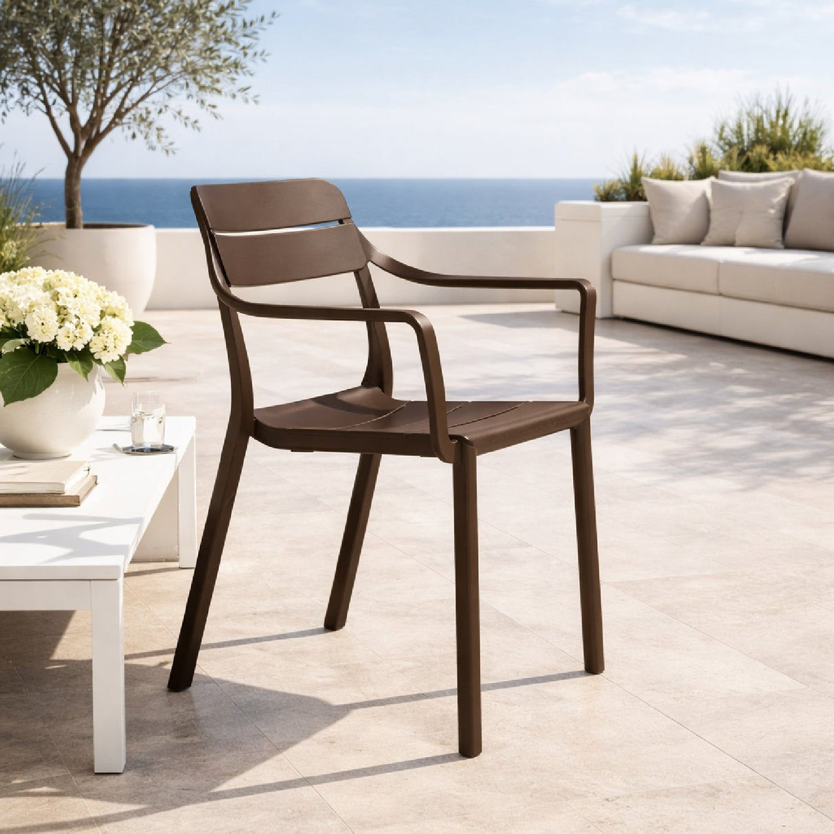   Fiberglass Outdoor Monobloc Dining Armchair | Oroa.com