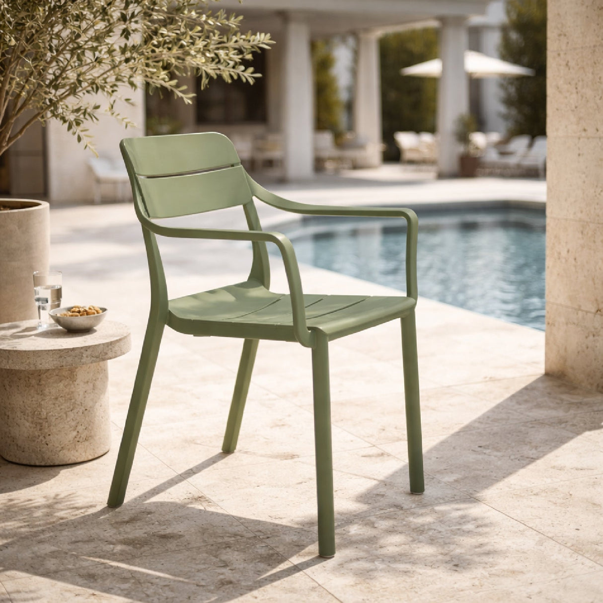   Regenerated Fiberglass Outdoor Dining Armchair | Oroa.com