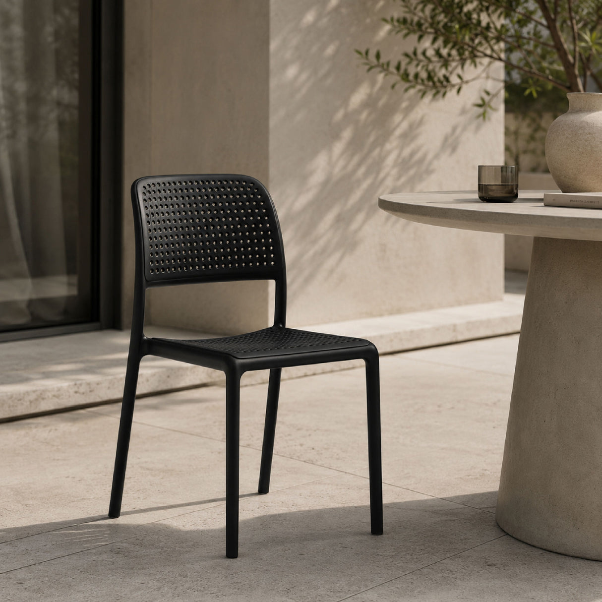   Perforated Fiberglass Outdoor Dining Chair | Oroa.com