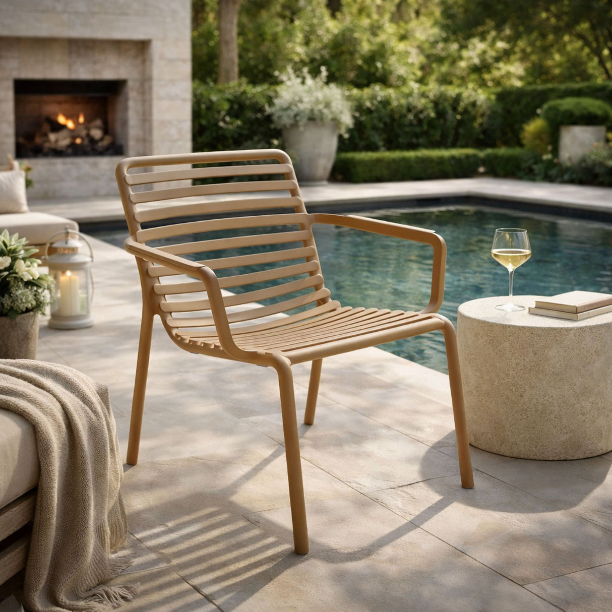   Slatted Stackable Outdoor Lounge Chair | Oroa.com