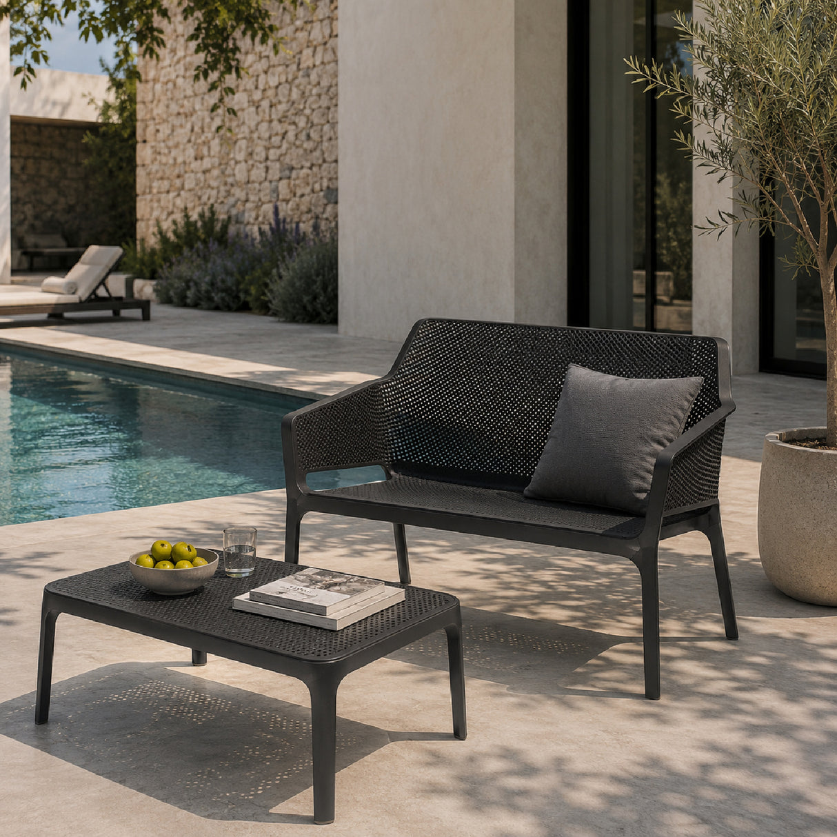   Outdoor Perforated 2-Seater Bench | Oroa.com