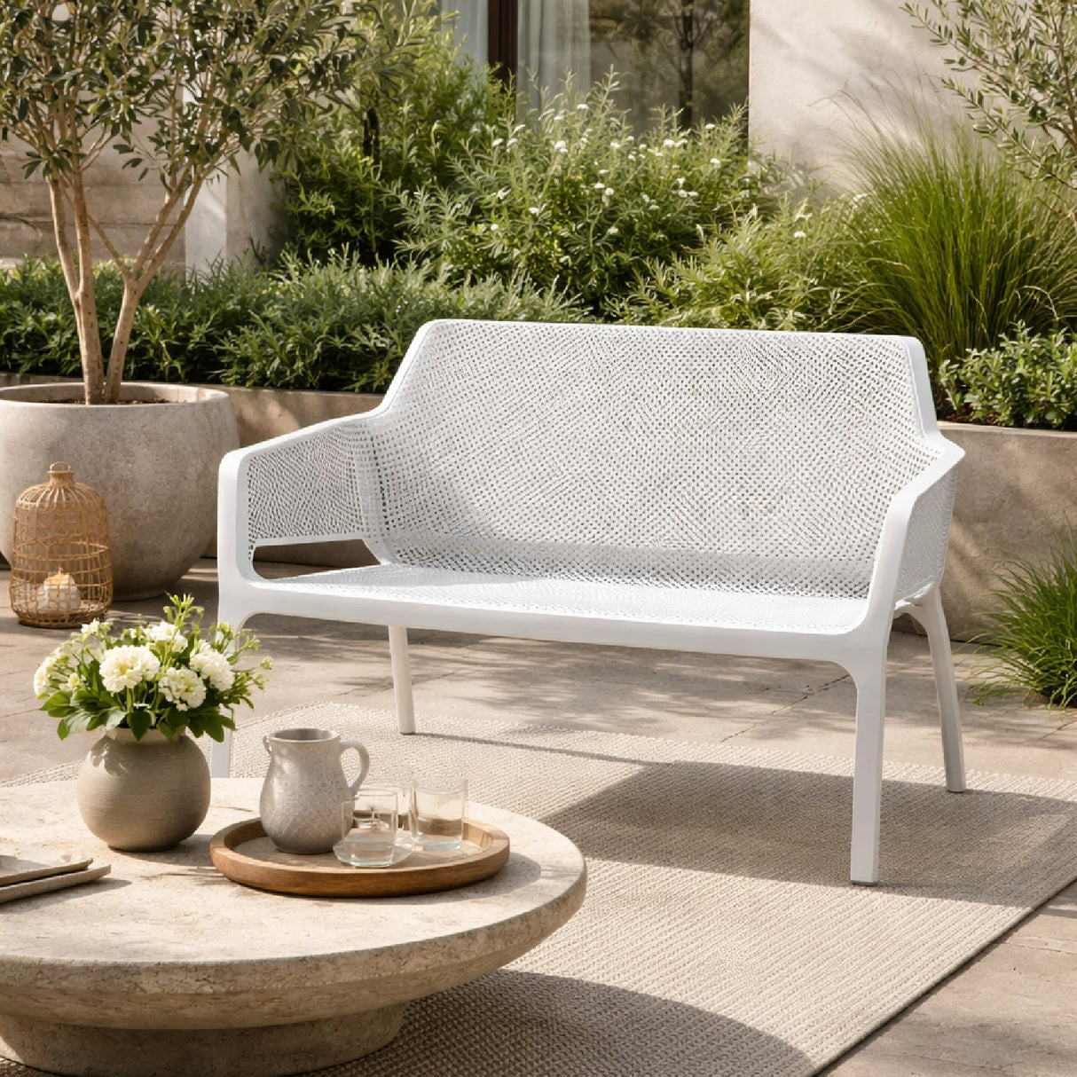   Outdoor Perforated 2-Seater Bench | Oroa.com
