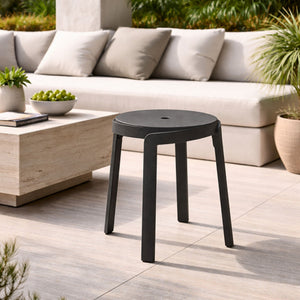   Regenerated Fiberglass Round Outdoor Stool | Oroa.com
