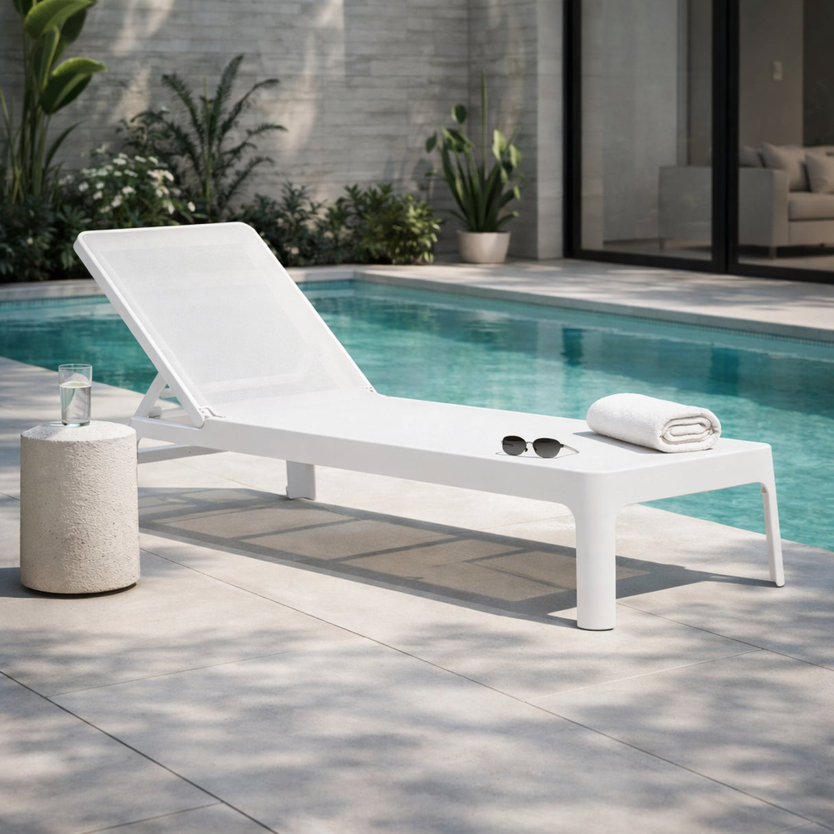   Stackable Fiberglass Outdoor Chaise Lounge | Oroa.com