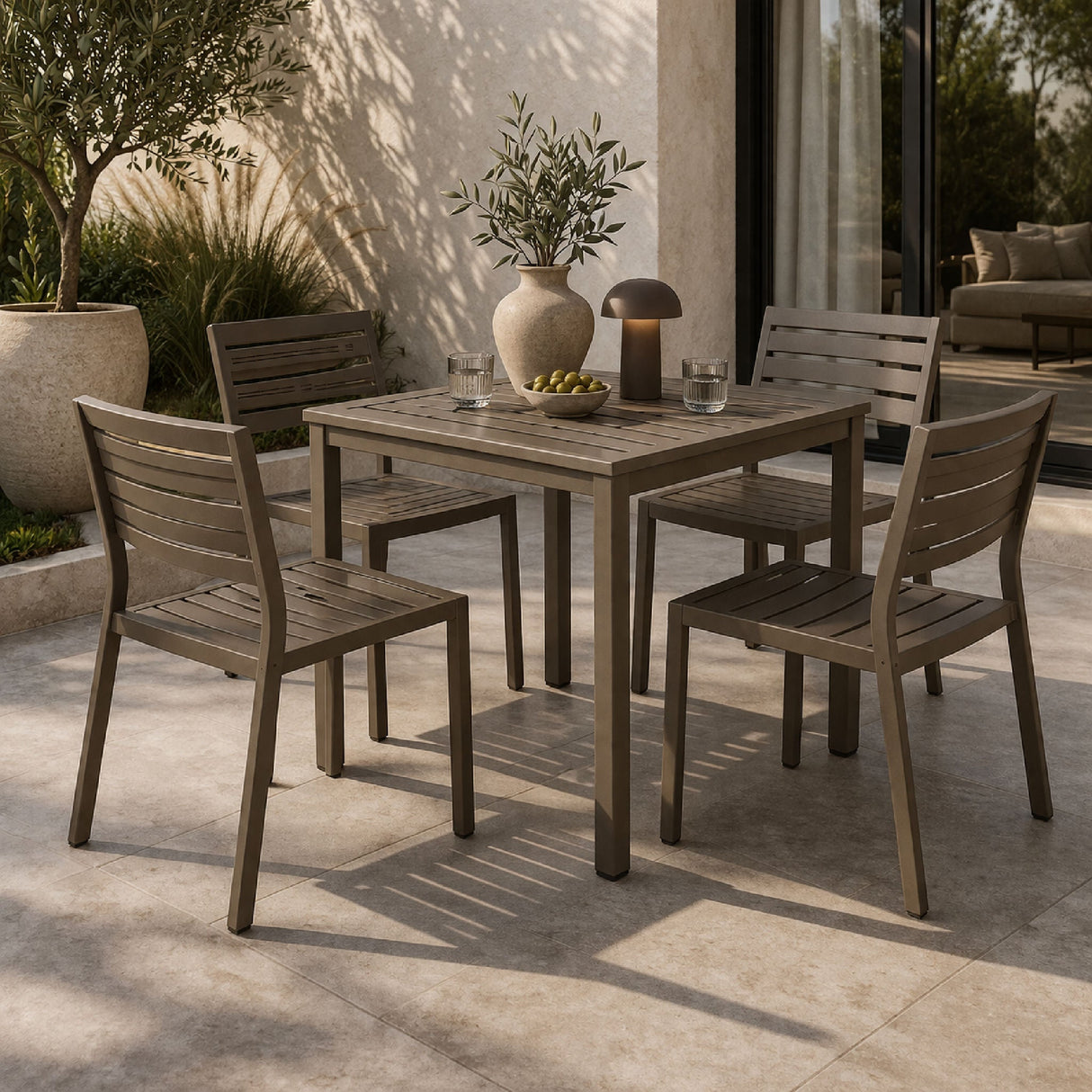   Square Slatted Outdoor Dining Table | Oroa.com