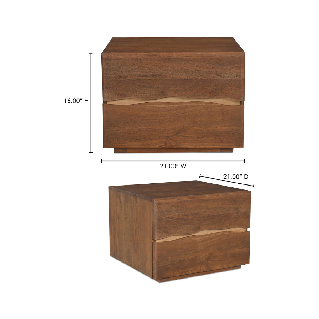 Modern European furniture - Solid Acacia 2-Drawer Nightstand - www.oroa.com