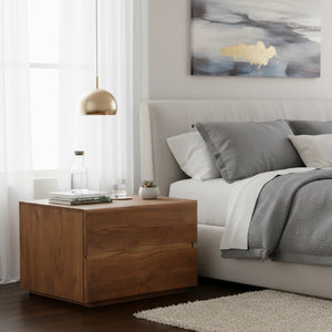 Modern European furniture - Solid Acacia 2-Drawer Nightstand - www.oroa.com