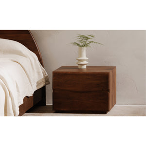 Modern European furniture - Solid Acacia 2-Drawer Nightstand - www.oroa.com